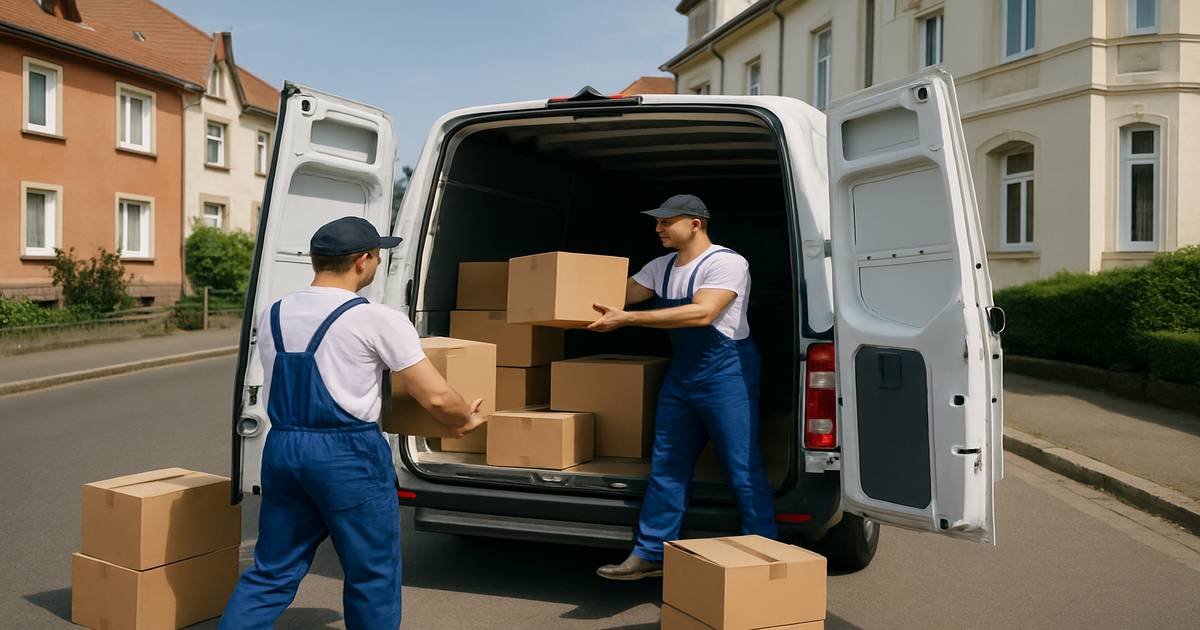 Beiladung Darmstadt – Umzugshelfer verladen Kartons